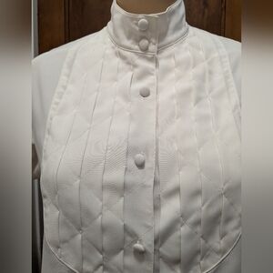 White Button Up Tuxedo Top with Cloth Covered Buttons Size 4